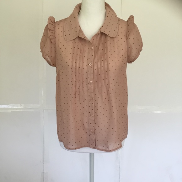 ~FOREVER21~ dark peach short sleeve polkadot top - Picture 1 of 4